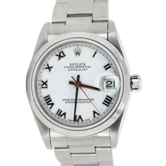 ROLEX DATEJUST LADIES WHITE ROMAN DIAL STAINLESS STEEL SMOOTH OYSTER WATCH 78240 - Picture 1 of 9